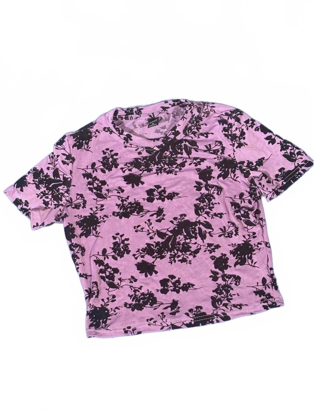 Dazy Purple Floral Sheer Short Sleeve Top Size M